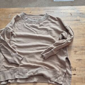 Aerie Beige Crew Neck Sweater